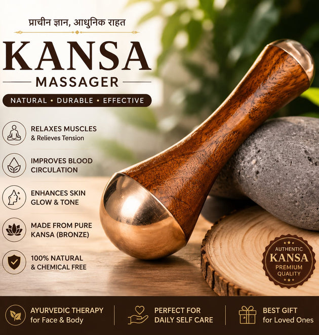 Kansa Wand Massager [Detox Bronze Face, Body & Foot Massage Tool]