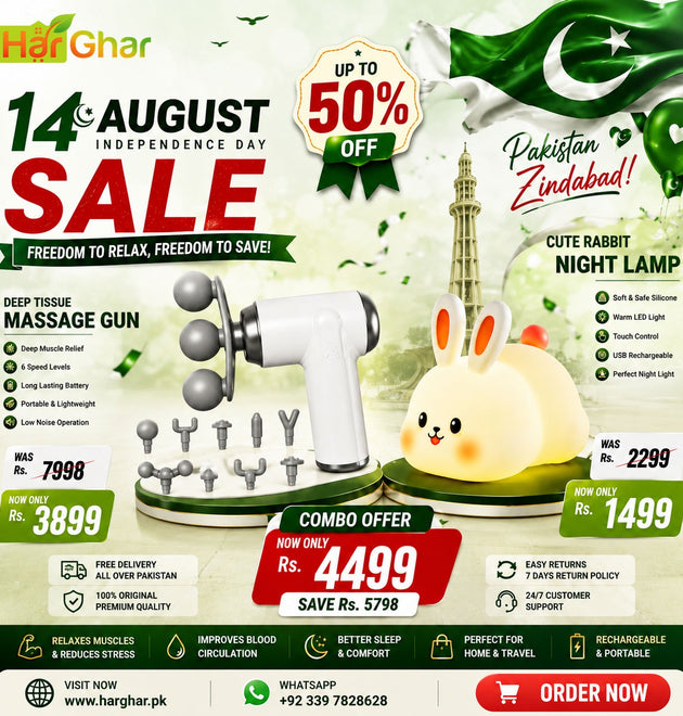 Azadi Sale Bundle — Triple Ball Massage Gun + Silicone Rabbit Night Light