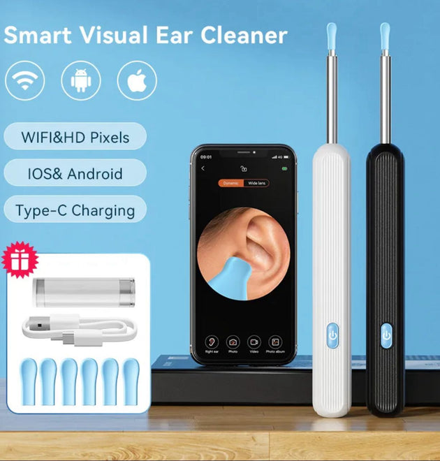 Ear Cleaner High Precision Ear Wax Removal Tool with Camera with LED Light Wireless Cleaner Smart Ear Cleaning Kit