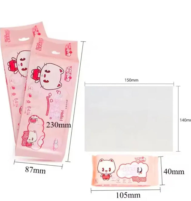 Cleaning Mini Packed Wipe (8Mini Packets in One Pack Total 64 Wipes Packet)