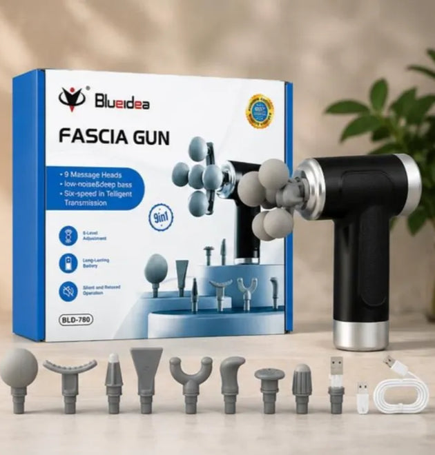 5-Head Electric Massage Gun — 9 Attachments Deep Tissue Full Body Massager