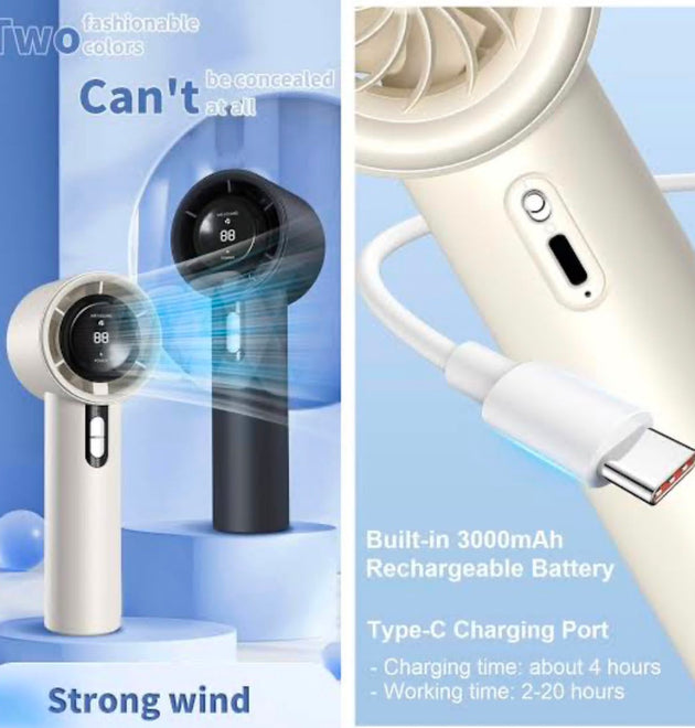 Handheld Fan Air Cooling Fan Digital Display For Beach Outdoor Sports