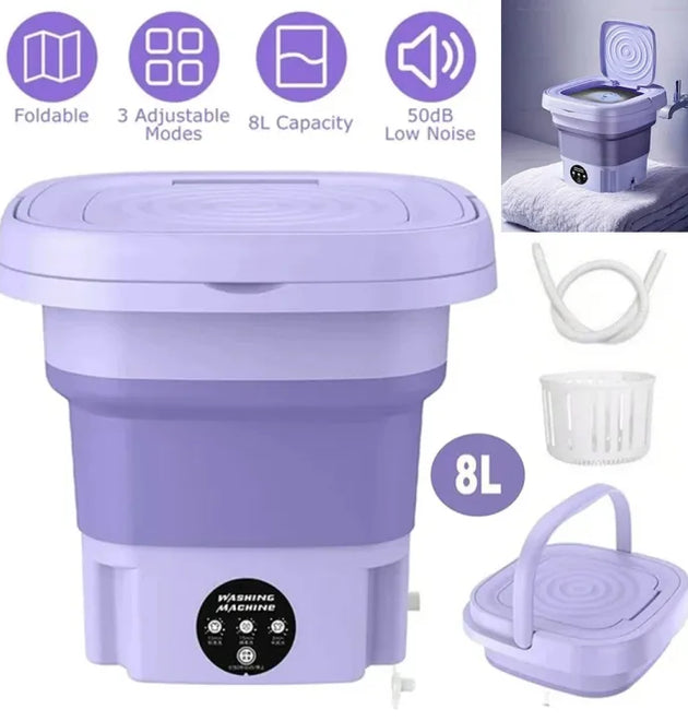 Portable Mini Folding Washing Machine & Dryer — Compact Laundry Solution