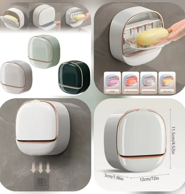 Wall Mounted Soap Dish with Drainage Tray — Drill-Free Adhesive Holder