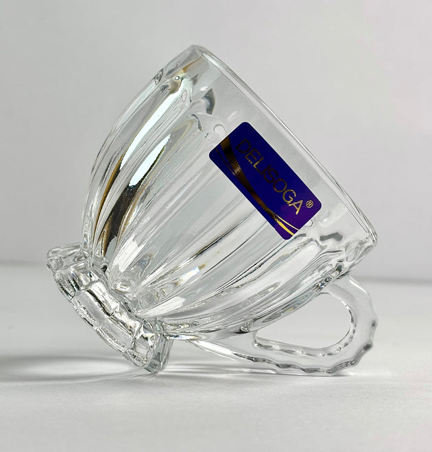 Delisoga Premium Crystal Glass Cup Set — 6 Pieces for Hot & Cold Beverages - DSZB246