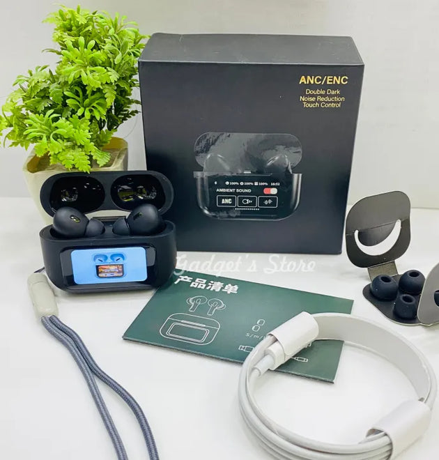 Smart Touch Screen Wireless Earbuds — ANC/ENC Noise Cancelling