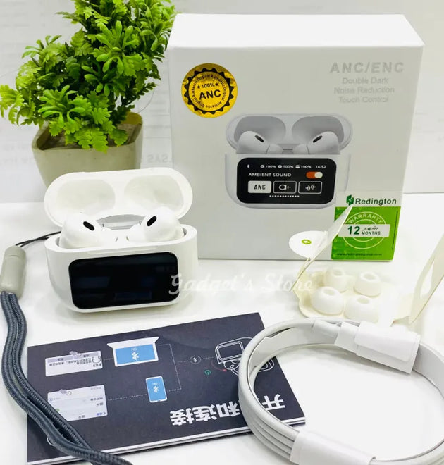 Smart Touch Screen Wireless Earbuds — ANC/ENC Noise Cancelling