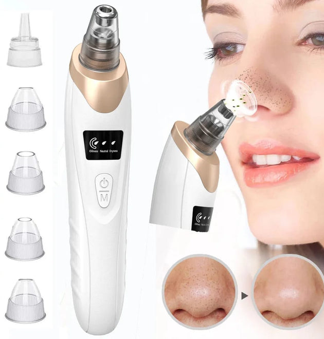 5 in 1 Black Head Remover machine, Powerful Pimple Pore Cleaner, Vacuum Suction Tool, Rechargeable ‏Derma Suction