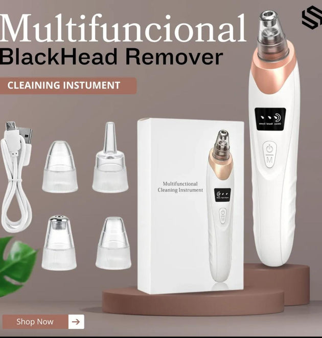 5 in 1 Black Head Remover machine, Powerful Pimple Pore Cleaner, Vacuum Suction Tool, Rechargeable ‏Derma Suction