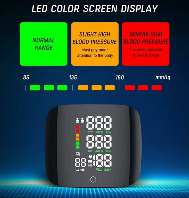 Voice Broadcast One Touch Rechargeable Wrist Blood Pressure Monitor.
